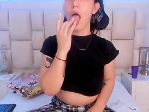 AngieStar69's glasses fog up as she heads nude and smashes her caboose and labia with her favorite fucktoy